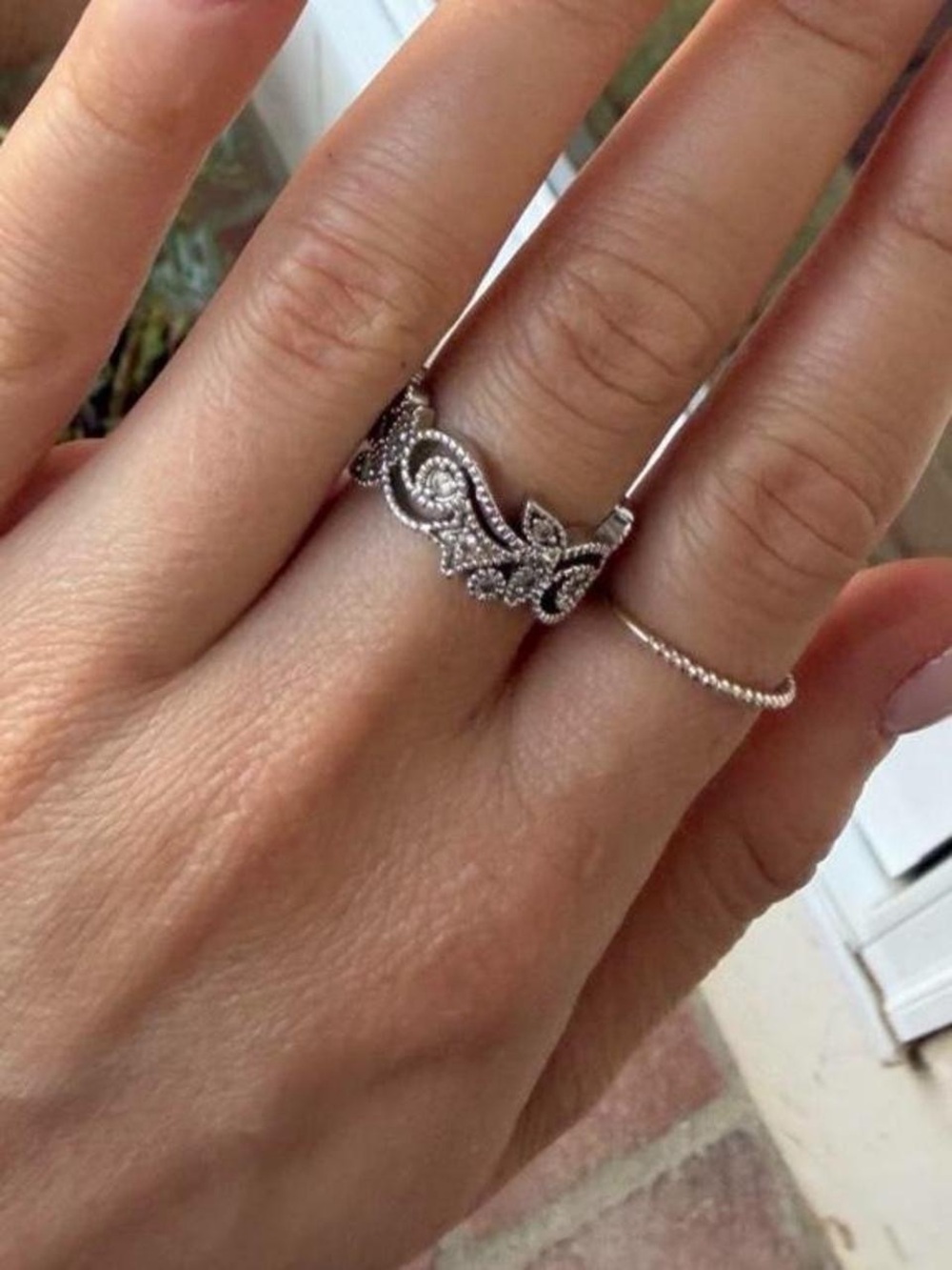925 sterling Silver ring with diamond gemstone accents Sz 7 #fairycore #cottagec